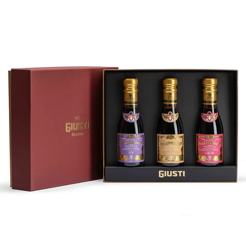 giusti-tris-condimenti-aromatizzati-fico-lampone-tartufo-coffret-cadeau image 1